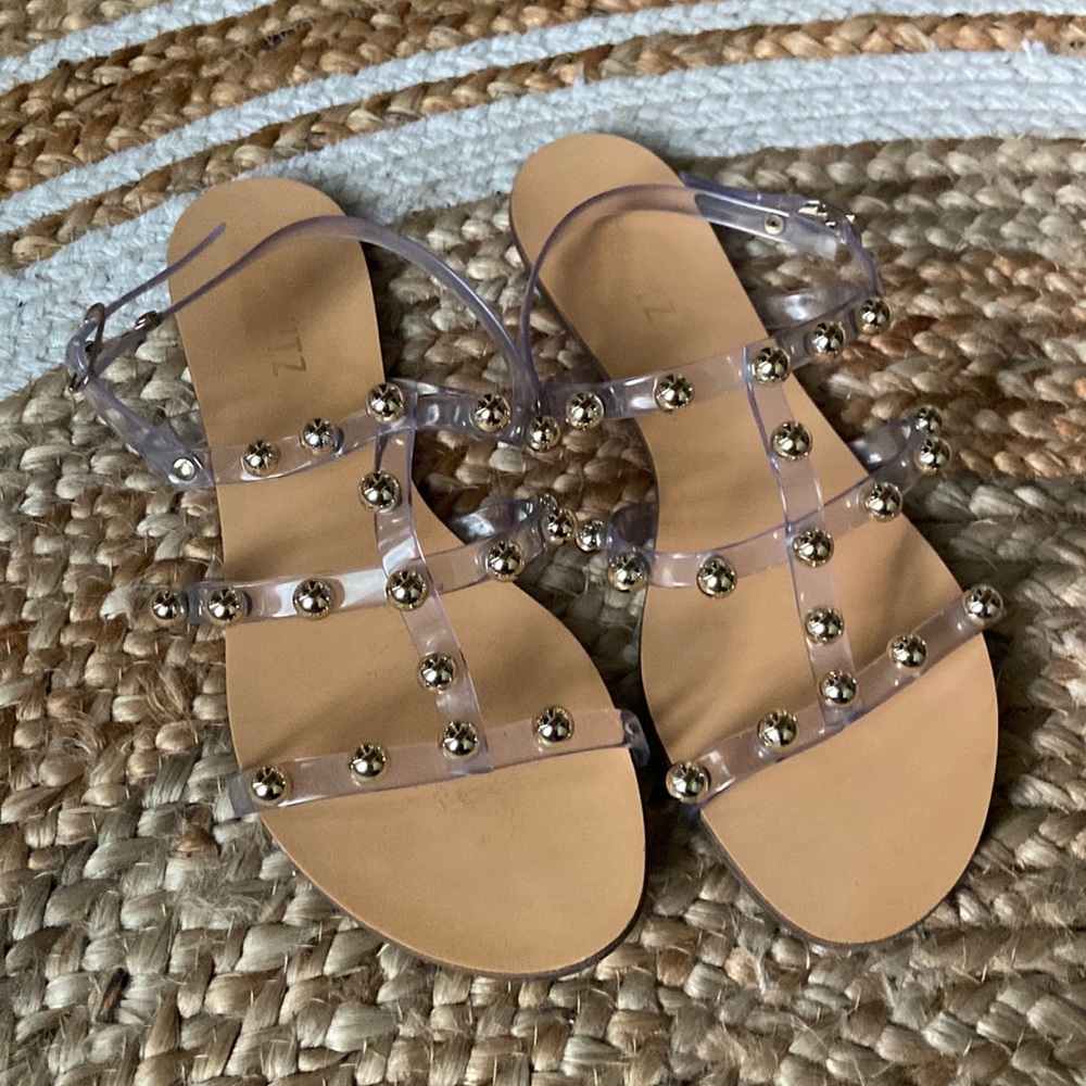 Schutz Yarin Gold Stud Sandals